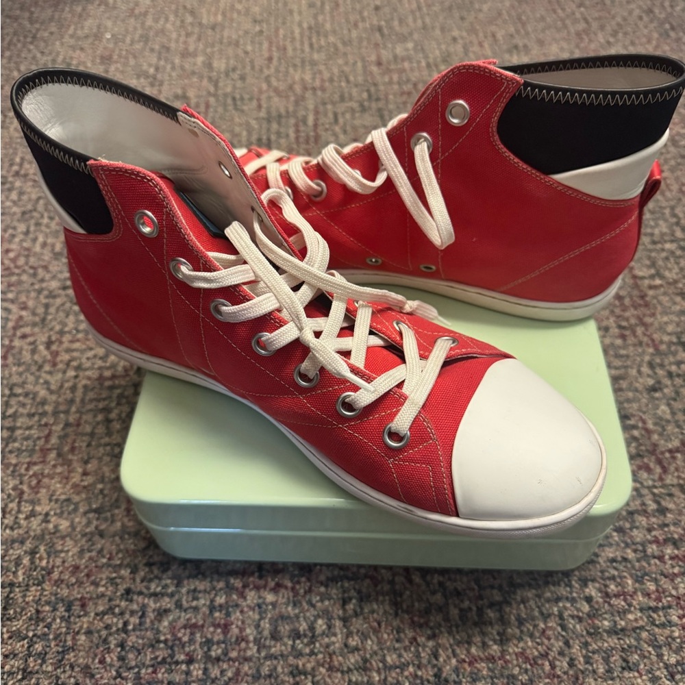 Louis Vuitton Men’s Red Canvas Baseball Sneaker Boot Sz 8